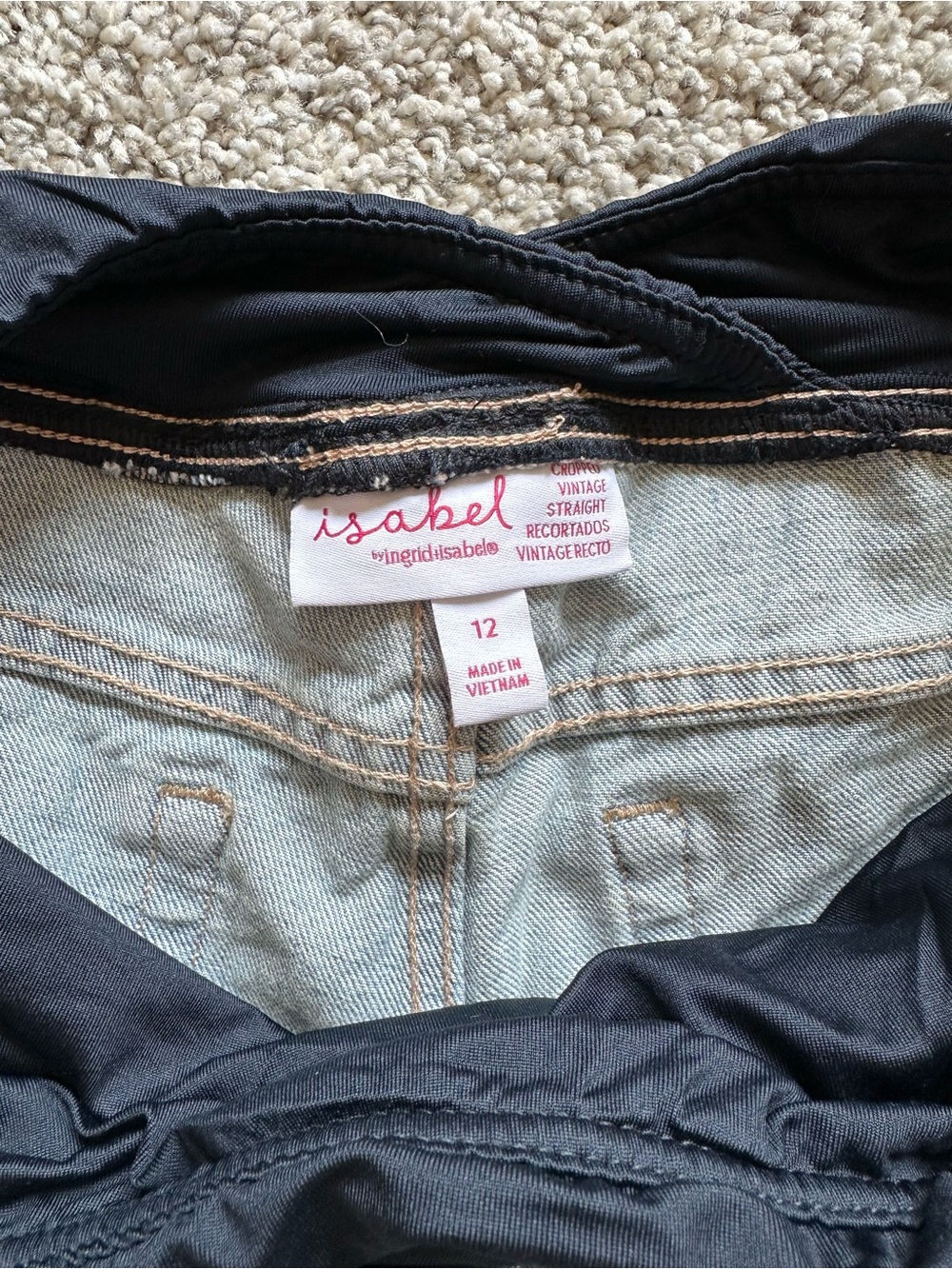 Vintage Light Blue Relaxed Maternity Jeans with Black Waist Panel - Picture 3 of 3